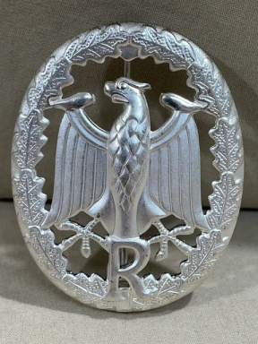 POSTWAR German BW Sports Badge in Silver for Army Reservists, Marked K+Q
