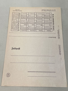 Original WWII German FELDPOST Letter/Envelope with 1943 Calendar