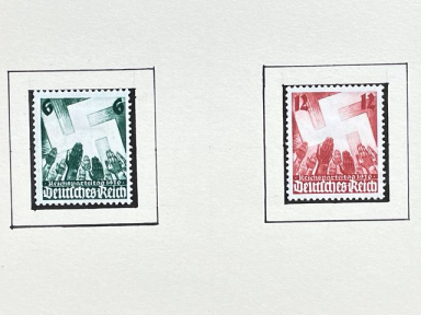 Original WWII German Set of Reichspareitag 1936 Postage Stamps, MOUNTED