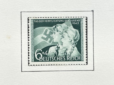Original WWII German VERPFLICHTUNG DER JUGEND 1943 Postage Stamp, MOUNTED