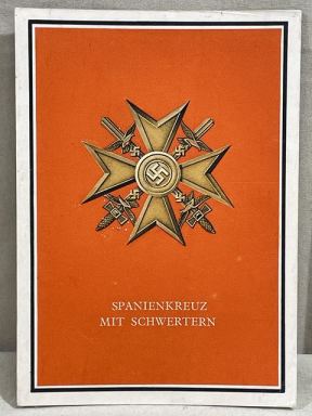 Original WWII German Medals Postcard, Spanish Cross with Swords