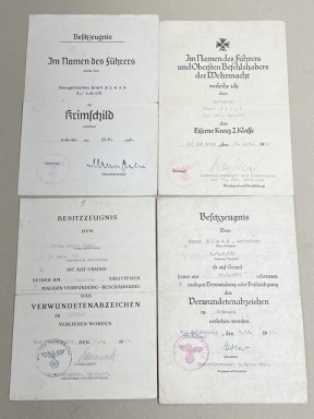 Original WWII German Heer Artillery Soldier's Award Documents Set, KRIM SHIELD!