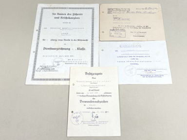 Original WWII German Army Award Documents Grouping