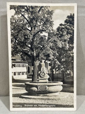 Original Nazi Era German Postcard, Fountain at Hindenburgplatz