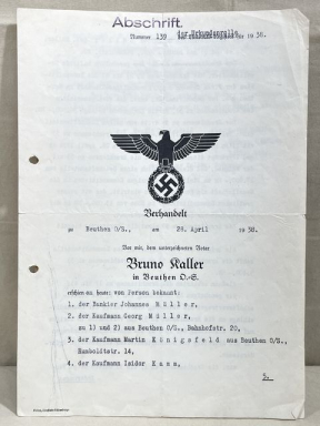 Original Pre-WWII German Document Copy
