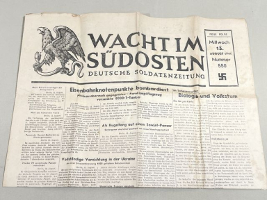 Original WWII German Soldier's Newspaper WACHT IM SDOSTEN, August 13th 1941