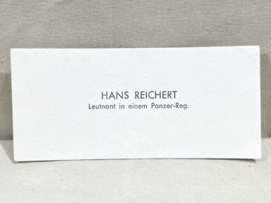 Original WWII German Name Card to a Leutnant in a Panzer Regiment