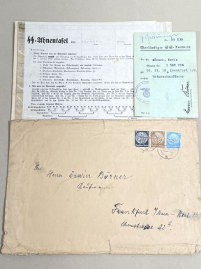 Original Nazi Era German Documents Grouping to SS Man Erwin Brner