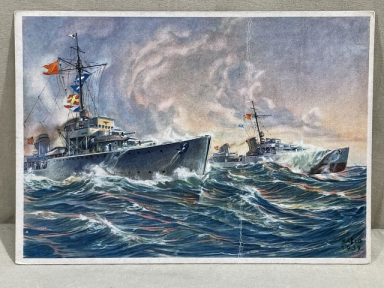 Original WWII German Military Themed Postcard, Kriegsmarine