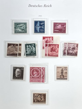 Original WWII German Deutsches Reich 1944 Stamp Set, MOUNTED