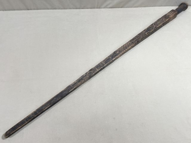 Original WWII German Officer's Hand Carved Walking Stick, RJABOWO 1942