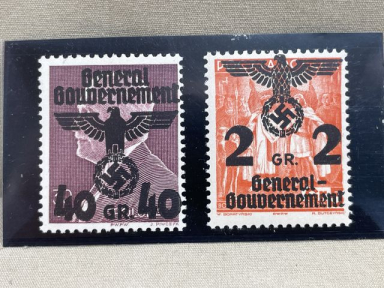 Original Nazi Era German Postage Stamp Set, General Government